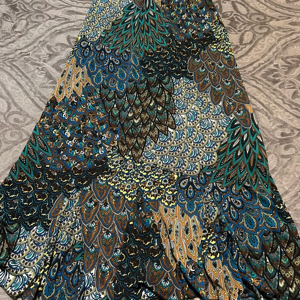 Ashley By 26 International Green and Blue Embellished Maxi Skirt